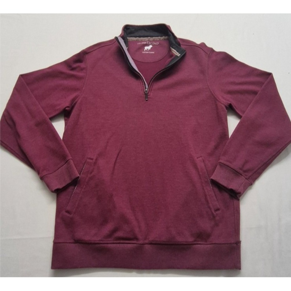 Horn Legend men's maroon‎ 1/4 zip long sleeve pullover Small front pockets